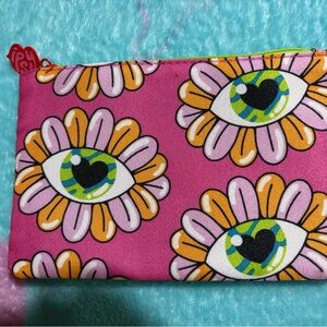 Ipsy Pink and Orange Eye Pattern Cosmetic Bag